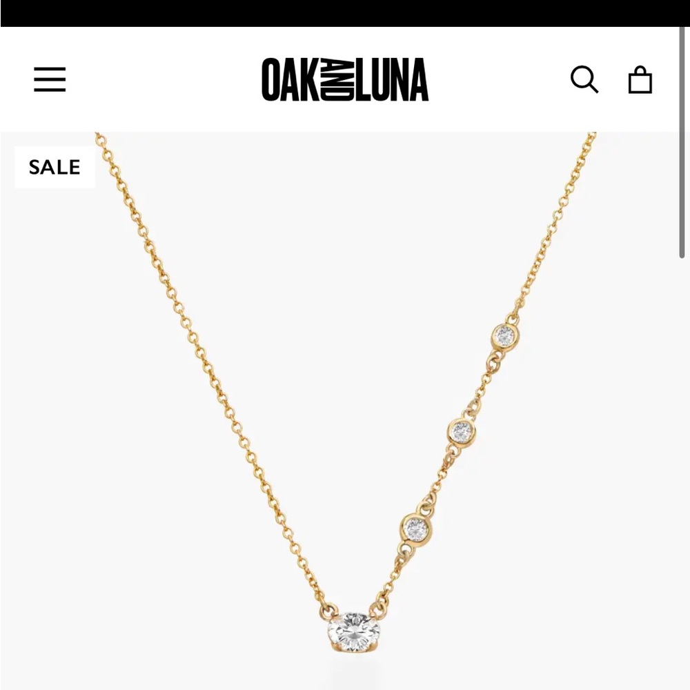 Brand new Oak and Luna Queen Multi-diamond 0.3 ct diamond emerald cut necklace
